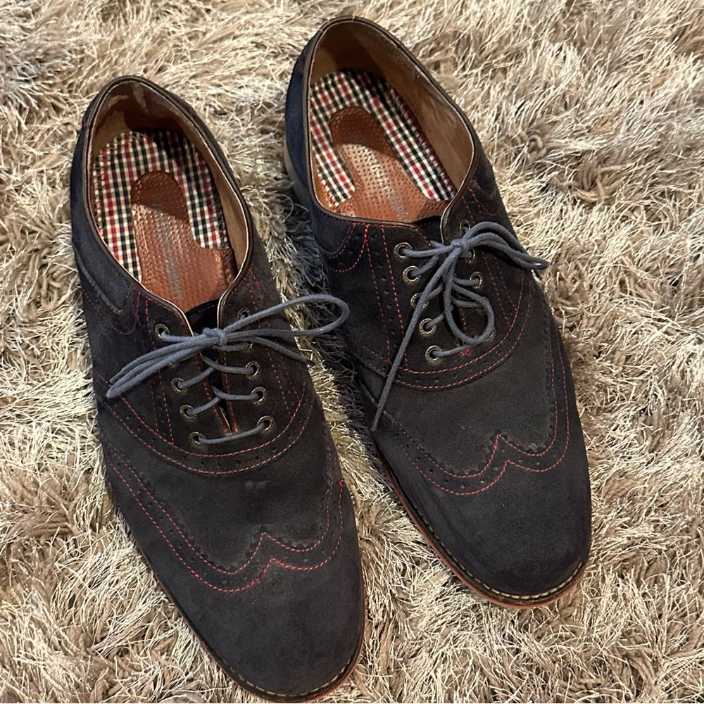Johnston & Murphy Ellington Wingtip Dark Navy Suede Shoes - Picture 10 of 10